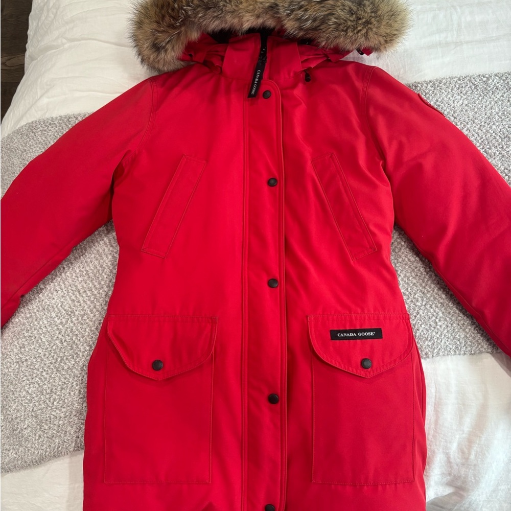 Canada Goose Red Parka with Fur Hood